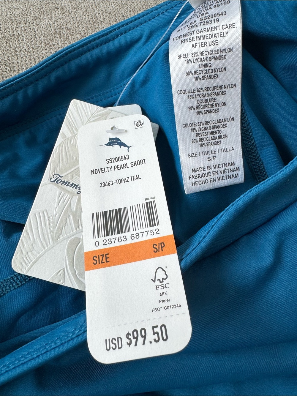 Tommy Bahama Pearl Wrap Skort Small Topaz Teal New - Picture 2 of 5